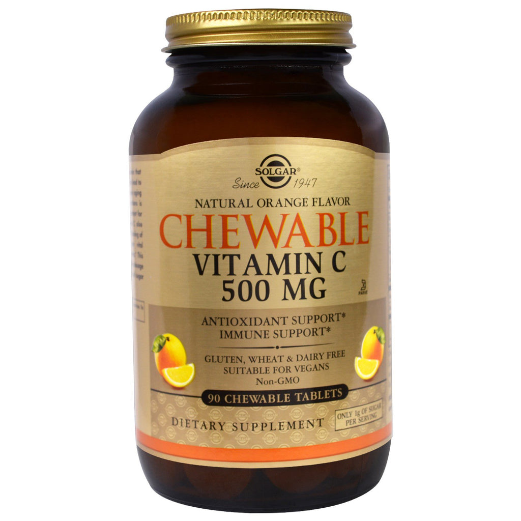 Solgar, Chewable Vitamin C, 500 mg, Natural Orange Flavor, 90 Chewable Tablets