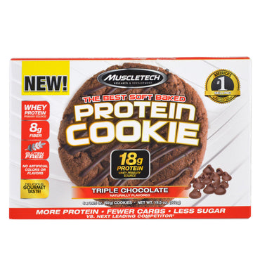 Muscletech The Best Soft Baked Protein Cookie Triplo Chocolate 6 Cookies 3,25 onças (92 g) Cada