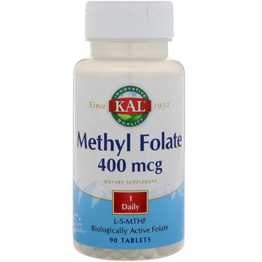 KAL, Methyl Folate, 400 mcg, 90 Tablets