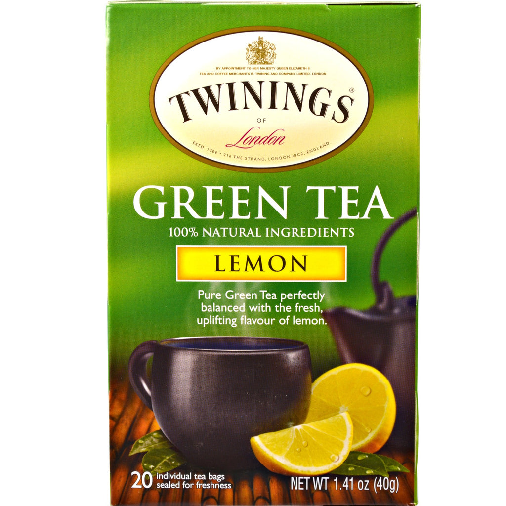 Twinings, grøn te, citron, 20 teposer - 1,41 oz (40 g)