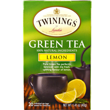 צמדנים, תה ירוק, לימון, 20 שקיות תה - 1.41 אונקיות (40 גרם)