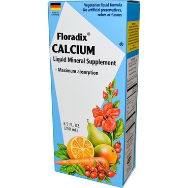 Flora, Floradix, calcio, suplemento mineral líquido, 8,5 fl oz (250 ml)