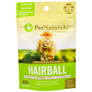 Pet Naturals of Vermont, Hairball, For Cats, 30 Chews, 1.59 oz (45 g)