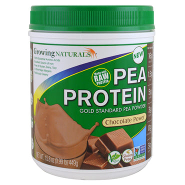 Growing Naturals, Pea Protein, Chocolate Power, 15.8 oz (449 g)
