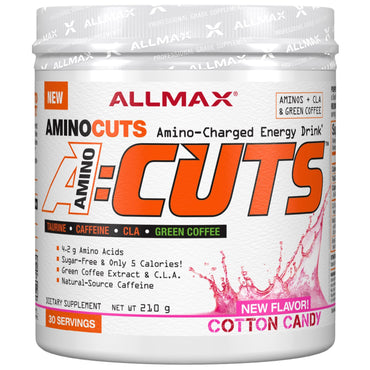 ALLMAX Nutrition, أمينوكوتس (ACUTS)، BCAA لإنقاص الوزن (CLA + تورين + قهوة خضراء)، حلوى القطن، 7.4 أونصة (210 جم)