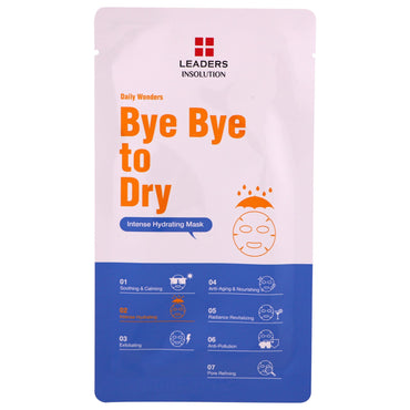 Leaders, Bye Bye to Dry, Máscara Hidratante Intensa, 1 Máscara, 25 ml (0,84 fl oz)