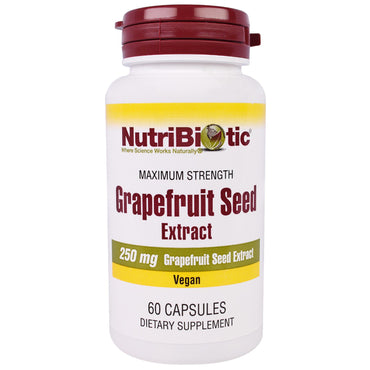 NutriBiotic, extracto de semilla de pomelo, 250 mg, 60 cápsulas