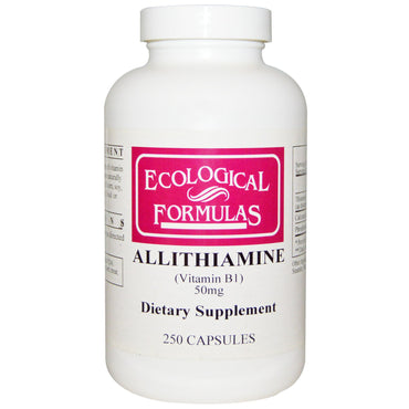 Cardiovascular Research Ltd., Ecological Formulas, Allithiamine (vitamin B1), 50 mg, 250 kapsler