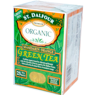 St. Dalfour, , תה ירוק, מנדרינה תפוז, 25 שקיות תה, 1.75 אונקיות (50 גרם)