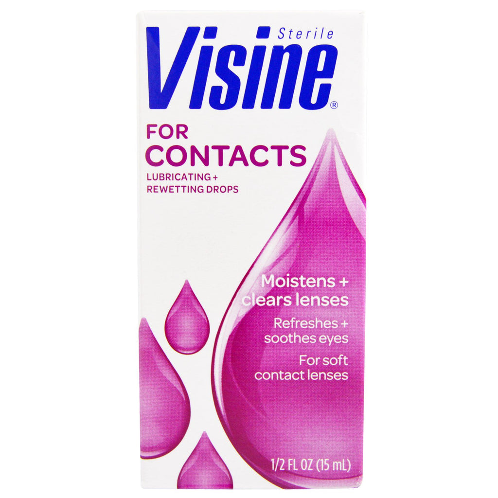 Visine Pour Contacts Gouttes Lubrifiantes + Réhumidifiantes 1/2 fl oz (15 ml)