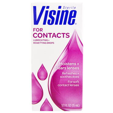Gotas lubricantes y humectantes Visine For Contacts 1/2 fl oz (15 ml)