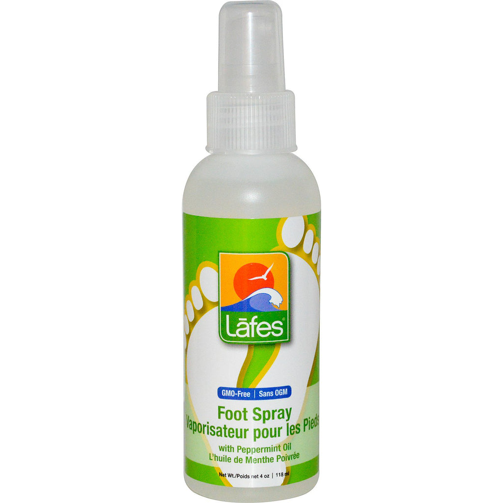 Lafe's Natural Body Care, Spray pour les pieds à l'huile de menthe poivrée, 4 oz. (118 ml)