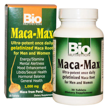 Bio Nutrition, Maca Max, 1000 mg, 30 tabletas