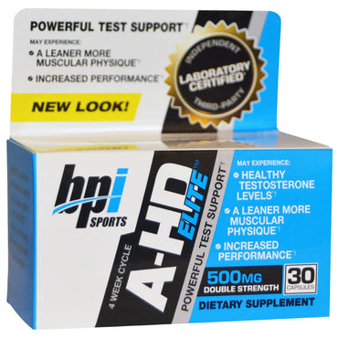 BPI Sports, A-HD Elite, 500 mg, 30 cápsulas
