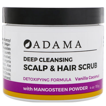 Zion Health, Adama, Exfoliante de limpieza profunda para el cuero cabelludo y el cabello, vainilla y coco, 4 oz (113 g)