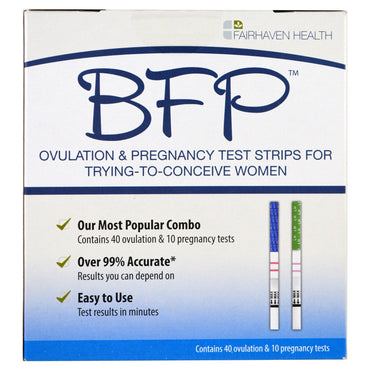 Fairhaven Health, BFP, Ovulation & Pregnancy Test Strips For Trying-To-Conceive Women, 40 Ovulation & 10 Pregnancy Tests