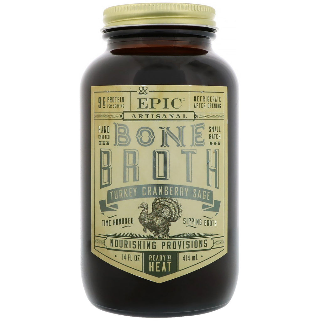 Epic Bar, Artisal Bone Broth, Turkey Tranberry Sage, 14 fl oz (414 ml)