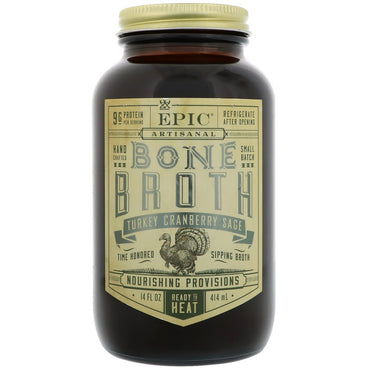 Epic Bar, Artisal Bone Broth, Truthahn-Cranberry-Salbei, 14 fl oz (414 ml)