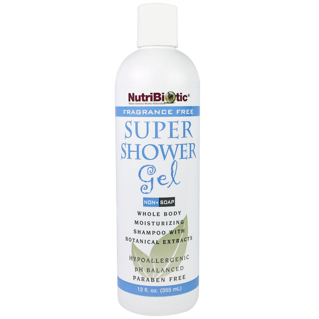 NutriBiotic, Super Shower Gel, parfymfri, icke-tvål, 12 fl oz (355 ml)
