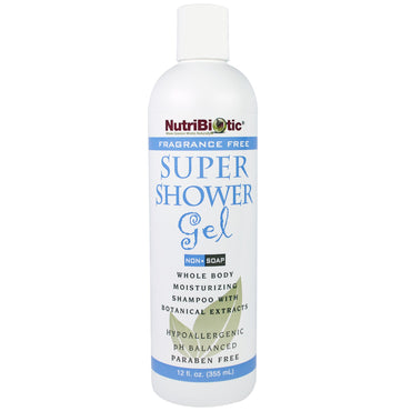 NutriBiotic, Super żel pod prysznic, bezzapachowy, nie zawierający mydła, 12 uncji (355 ml)