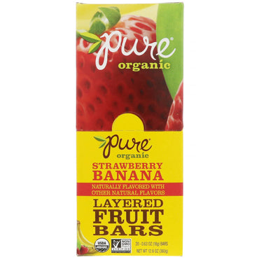 Pure Bar, , Batoane cu fructe stratificate, căpșuni banane, 20 batoane, 0,63 oz (18 g) fiecare