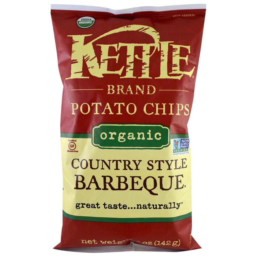 Kettle Foods, Patatas fritas, Barbacoa estilo campestre, 5 oz (142 g)