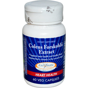 Thérapie enzymatique, extrait de Coleus Forskohlii, santé cardiaque, 60 gélules végétales