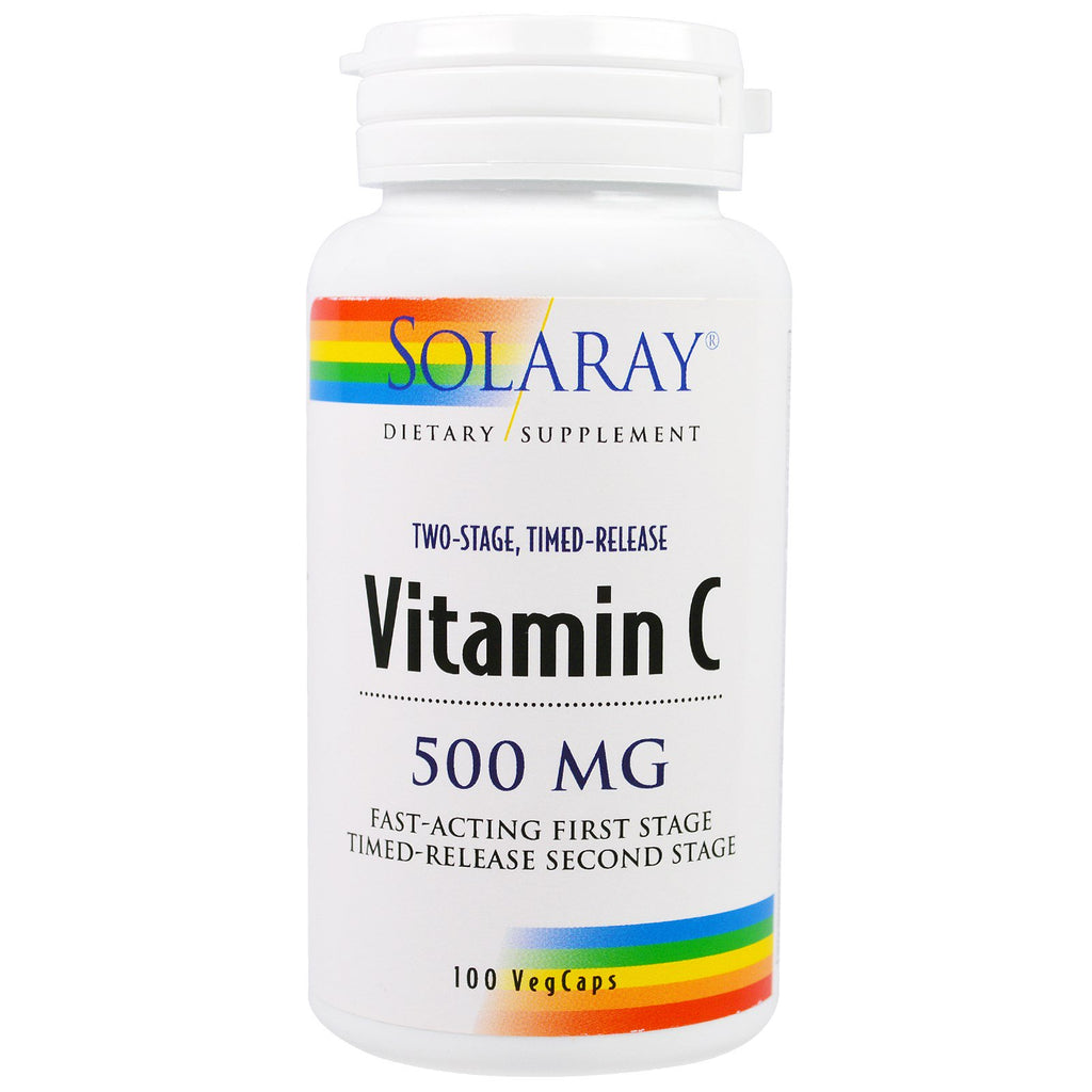 Solaray, vitamin C, to-trinns tidsbestemt frigjøring, 500 mg, 100 VegCaps