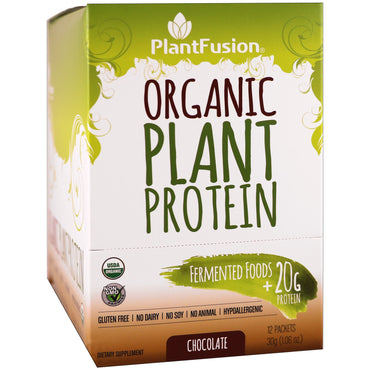 PlantFusion,  Plant Protein, Chocolate, 12 Packets, 1.06 oz (30 g) Each
