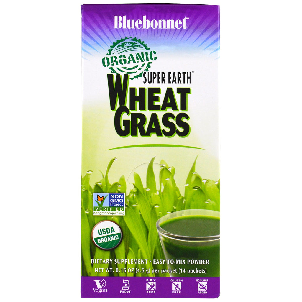 Bluebonnet Nutrition, Super Earth, erba di grano, 14 pacchetti, 0,16 once (4,5 g) ciascuno