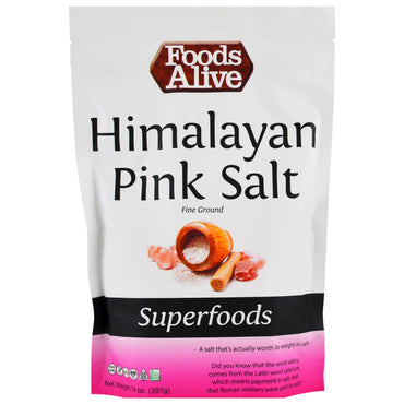 Foods Alive, superalimentos, sal rosa del Himalaya, molida fina, 14 oz (397 g)