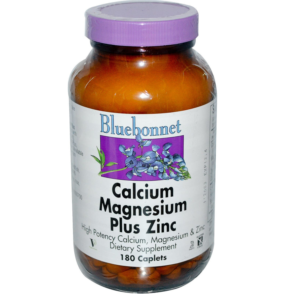 Bluebonnet-voeding, calciummagnesium plus zink, 180 capsules