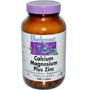 Nutrición Bluebonnet, calcio magnesio más zinc, 180 cápsulas