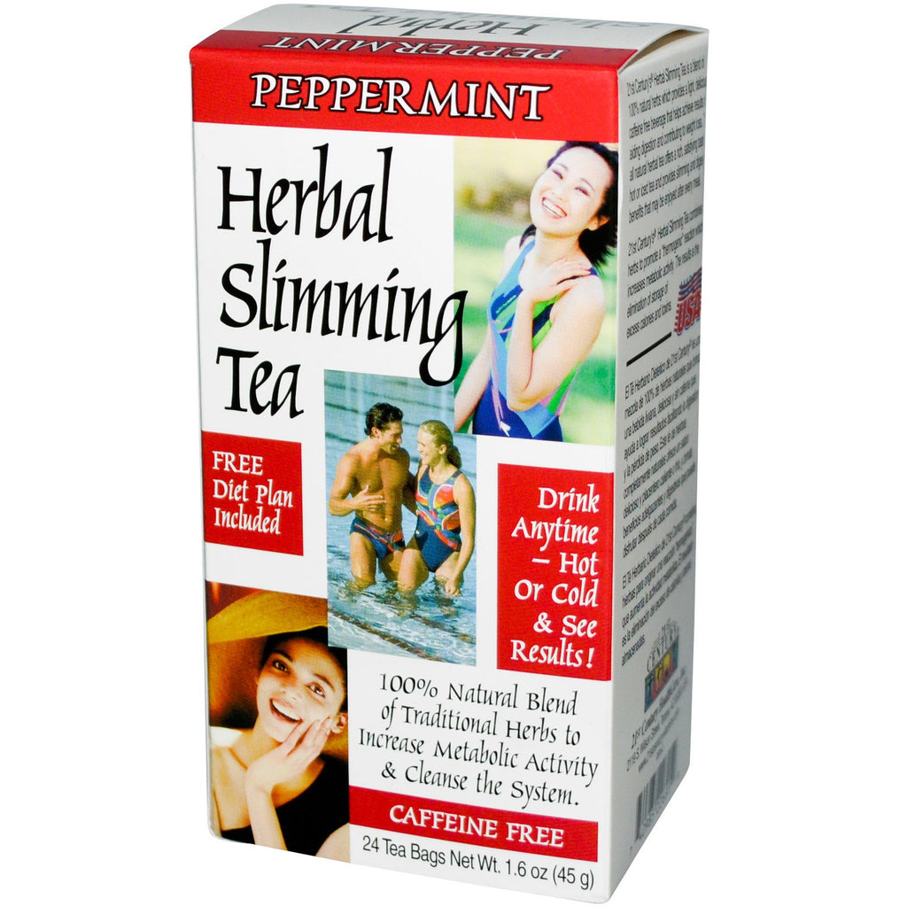 21st Century, Herbal Slimming Tea, Peppermint, 24 Tea Bags, 1.6 oz (45 g)