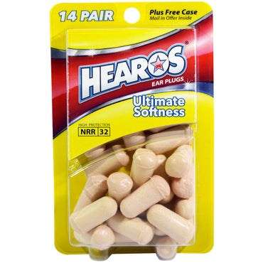 Hearos, Ear Plugs, Ultimate Softness, 14 Pairs