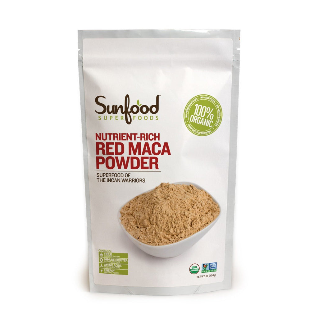 Sunfood, pudră de Maca roșie, bogată în nutrienți, 1 lb (454 g)