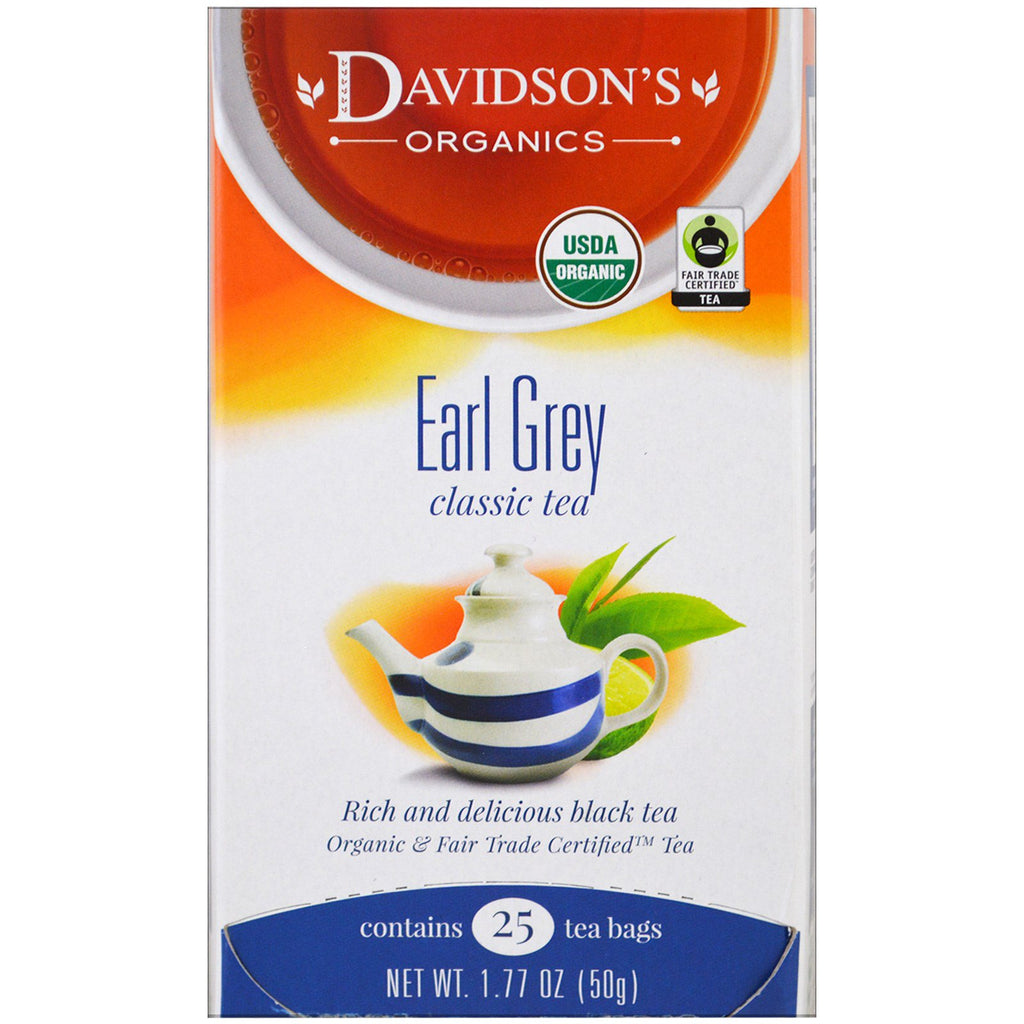 Davidson's Tea, Thé Earl Grey classique, 25 sachets de thé, 1,77 oz (50 g)