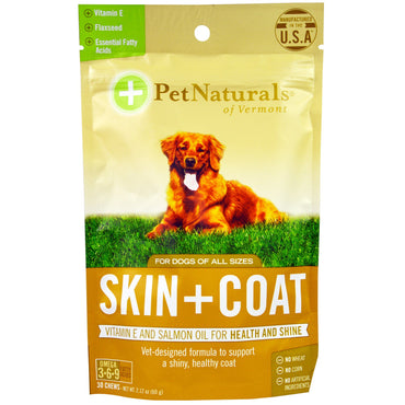 Pet Naturals of Vermont, pelle + pelo, per cani, 30 pezzi da masticare, 2,12 once (60 g)