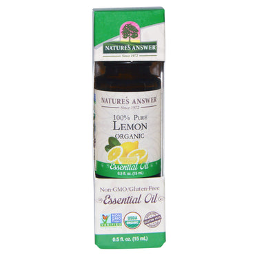 Nature's Answer, Aceite esencial, 100 % puro limón, 0,5 fl oz (15 ml)