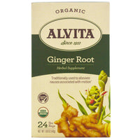 Alvita Teas, , Ginger Root Tea, Caffeine Free, 24 Tea Bags, 1.69 oz (48 g)