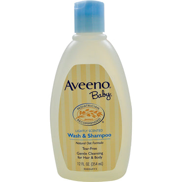 Aveeno, 베이비, 워시 & 샴푸, 가벼운 향, 12 fl oz (354 ml)