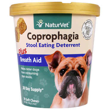 NaturVet, Coprophagia, הרתעה לאכילת צואה בתוספת נשימה, 70 לעיסות רכות, 5.4 אונקיות (154 גרם)