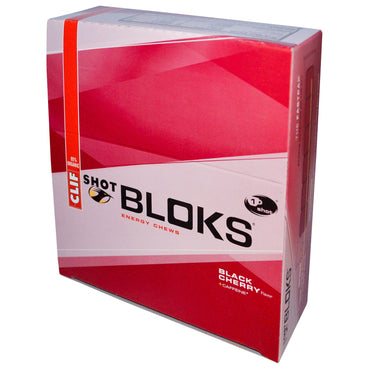 Clif Bar, Shot Bloks، مضغ الطاقة، + الكافيين، نكهة الكرز الأسود، 18 كيسًا، 2.1 أونصة (60 جم) لكل كيس
