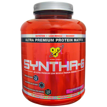 BSN, Syntha-6, Ultra Premium Protein Matrix, Erdbeermilchshake, 5,0 lbs (2,27 kg)