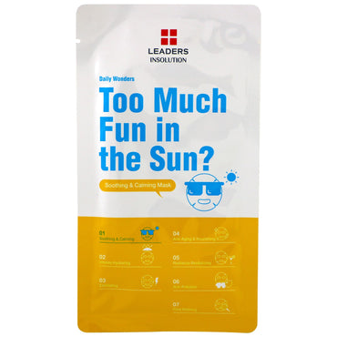 Leaders, Too Much Fun in the Sun?, Soothing & Calming Mask, 1 Mask, 0.84 fl oz (25 ml)