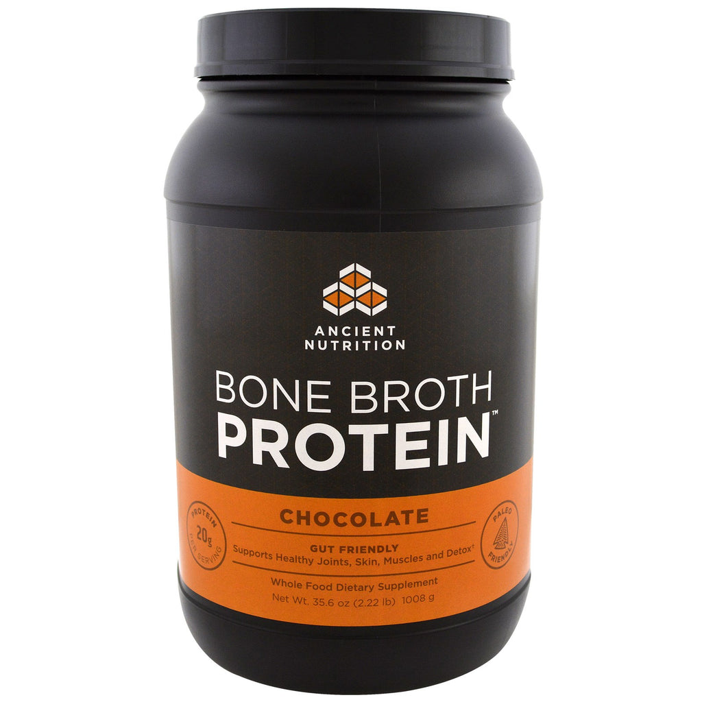 Dr. Axe / Ancient Nutrition, Bone Broth Protein, Sjokolade, 35,6 oz (1008 g)