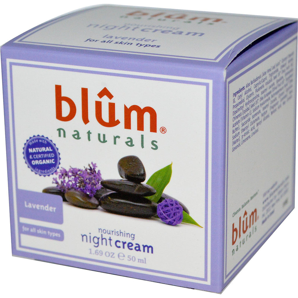 Blum Naturals, nærende nattkrem, lavendel, 1,69 oz (50 ml)