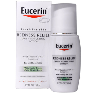 Eucerin, Redness Relief, Daily Perfecting Lotion SPF 15, Parfymefri, 1,7 fl oz (50 ml)