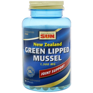 Sundhed fra solen, New Zealand grønlæbet musling, 1500 mg, 90 kapsler