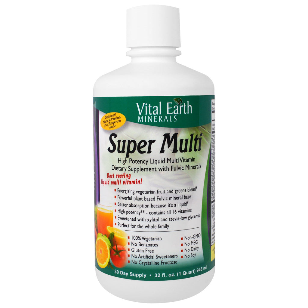 Vital Earth Minerals, Super Multi, Natural Passion Fruit Tangerine Flavor, 32 fl oz (946 ml)